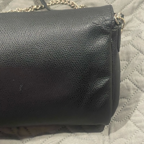 Coach Black Leather Chain Strap Convertible Shoulder Bag Crossbody - Picture 12 of 14